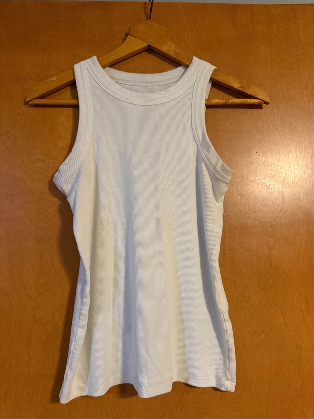 LOFT White Ribbed Scoop-Neck Tank